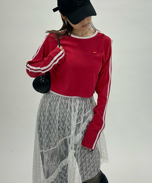 WHO'S WHO gallery（フーズフーギャラリー）の「＊2024AW 新色登場＊【SLOPPY/スロッピー】ハートライントップス（Tシャツ/カットソー・レディース・ブルー系その他/レッド系その他/レッド/グレー/ブラック系その他/ネイビー/カーキ/ブラック/オフホワイト・FREE）」の9枚目の写真