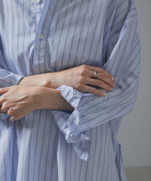 SALON adam et rope'（サロン アダム エ ロペ）の「【Americana（アメリカーナ）】タイプライターロングシャツ/ストライプ（シャツ/ブラウス・レディース・ブルー系その他4・FREE）」の7枚目の写真