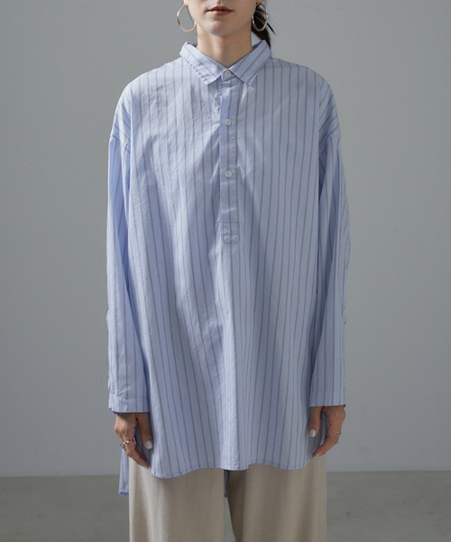 SALON adam et rope'（サロン アダム エ ロペ）の「【Americana（アメリカーナ）】タイプライターロングシャツ/ストライプ（シャツ/ブラウス・レディース・ブルー系その他4・FREE）」の8枚目の写真