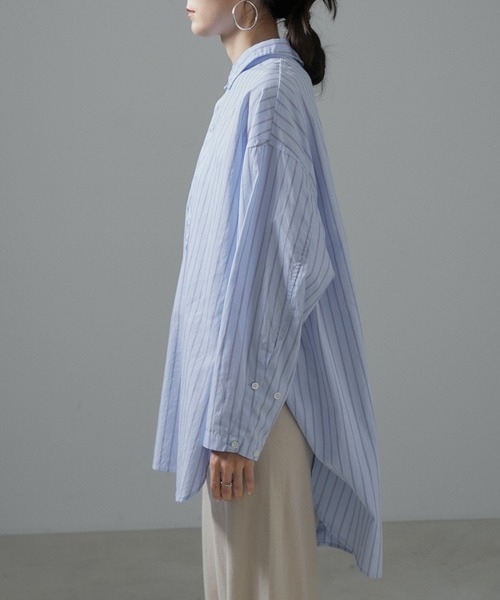 SALON adam et rope'（サロン アダム エ ロペ）の「【Americana（アメリカーナ）】タイプライターロングシャツ/ストライプ（シャツ/ブラウス・レディース・ブルー系その他4・FREE）」の9枚目の写真