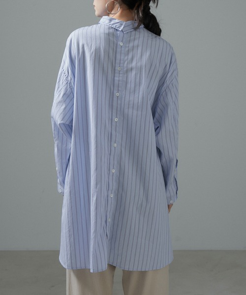 SALON adam et rope'（サロン アダム エ ロペ）の「【Americana（アメリカーナ）】タイプライターロングシャツ/ストライプ（シャツ/ブラウス・レディース・ブルー系その他4・FREE）」の10枚目の写真