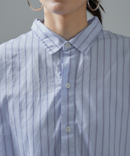 SALON adam et rope'（サロン アダム エ ロペ）の「【Americana（アメリカーナ）】タイプライターロングシャツ/ストライプ（シャツ/ブラウス・レディース・ブルー系その他4・FREE）」の11枚目の写真