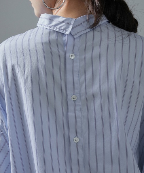 SALON adam et rope'（サロン アダム エ ロペ）の「【Americana（アメリカーナ）】タイプライターロングシャツ/ストライプ（シャツ/ブラウス・レディース・ブルー系その他4・FREE）」の16枚目の写真