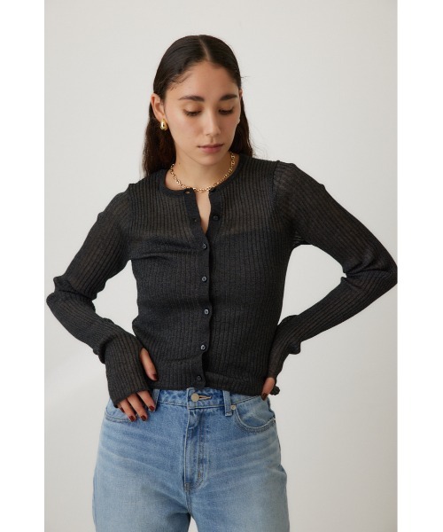 crie conforto（クリーコンフォルト）の「シアーリブニットカーデ（カーディガン/ボレロ・レディース・ブラック系その他/ミント/ホワイト/ライトブルー・FREE）」の6枚目の写真