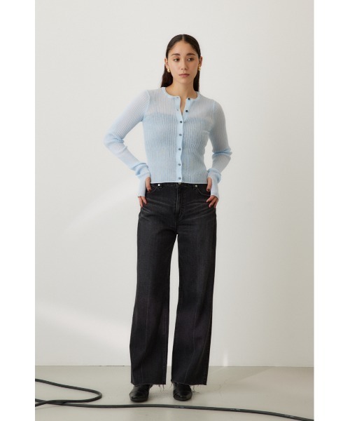 crie conforto（クリーコンフォルト）の「シアーリブニットカーデ（カーディガン/ボレロ・レディース・ブラック系その他/ミント/ホワイト/ライトブルー・FREE）」の10枚目の写真