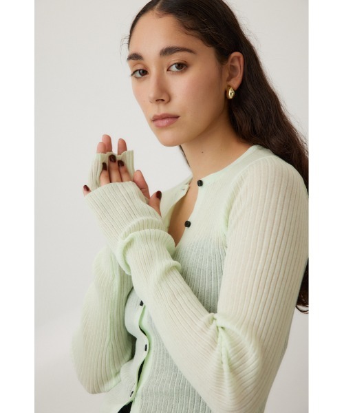 crie conforto（クリーコンフォルト）の「シアーリブニットカーデ（カーディガン/ボレロ・レディース・ブラック系その他/ミント/ホワイト/ライトブルー・FREE）」の11枚目の写真