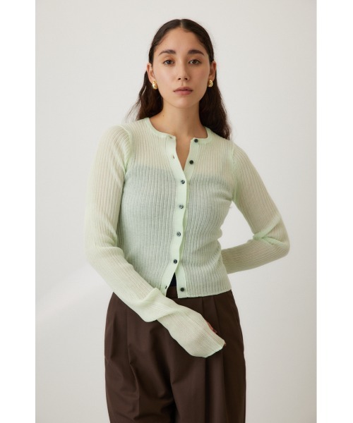 crie conforto（クリーコンフォルト）の「シアーリブニットカーデ（カーディガン/ボレロ・レディース・ブラック系その他/ミント/ホワイト/ライトブルー・FREE）」の12枚目の写真
