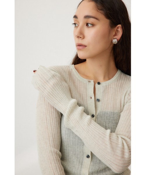 crie conforto（クリーコンフォルト）の「シアーリブニットカーデ（カーディガン/ボレロ・レディース・ブラック系その他/ミント/ホワイト/ライトブルー・FREE）」の15枚目の写真