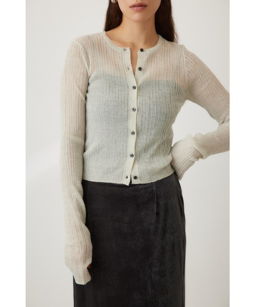 crie conforto（クリーコンフォルト）の「シアーリブニットカーデ（カーディガン/ボレロ・レディース・ブラック系その他/ミント/ホワイト/ライトブルー・FREE）」の14枚目の写真