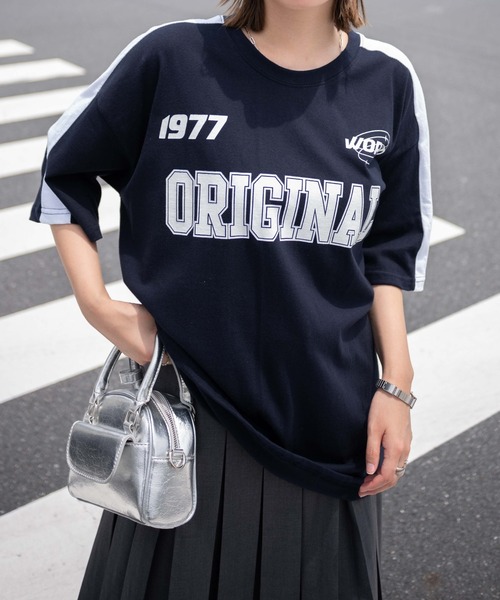 WEGO（ウィゴー）の「WEGO/ORGゲームビッグTシャツ（Tシャツ/カットソー・レディース・ネイビー/ホワイト・FREE）」の4枚目の写真