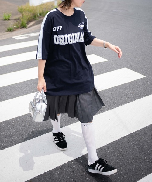 WEGO（ウィゴー）の「WEGO/ORGゲームビッグTシャツ（Tシャツ/カットソー・レディース・ネイビー/ホワイト・FREE）」の5枚目の写真