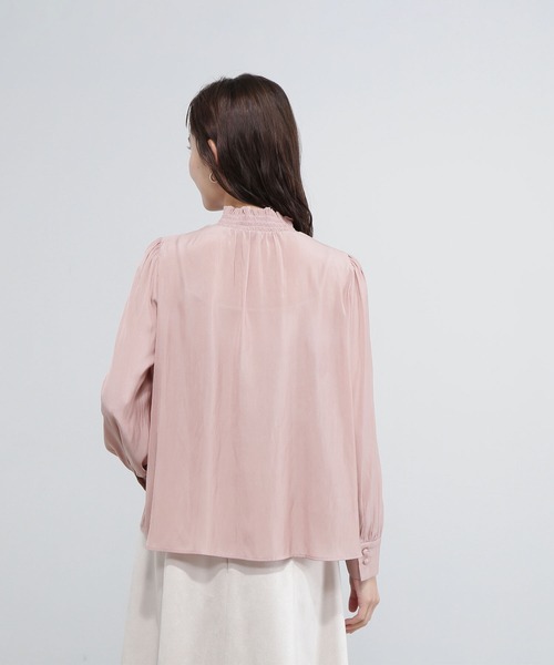 【新品】定価39,600円　レリアン　シャーリングネックブラウス　ピンク　13＋ SHIPS｜<洗濯機可能>シャーリング ネック 長袖 ブラウス | Rakuten