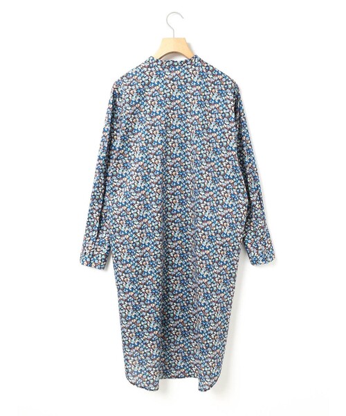 新品⭐︎midiumi リバティプリントシャツワンピース　Free グレー系 新品⭐︎midiumi リバティプリントシャツワンピース Free グレー