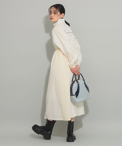 Ray BEAMS(レイビームス)の「トラック スーツ コート ワンピース(ワンピース・レディース・オフホワイト/ブラック・ONE SIZE)」の6枚目の写真