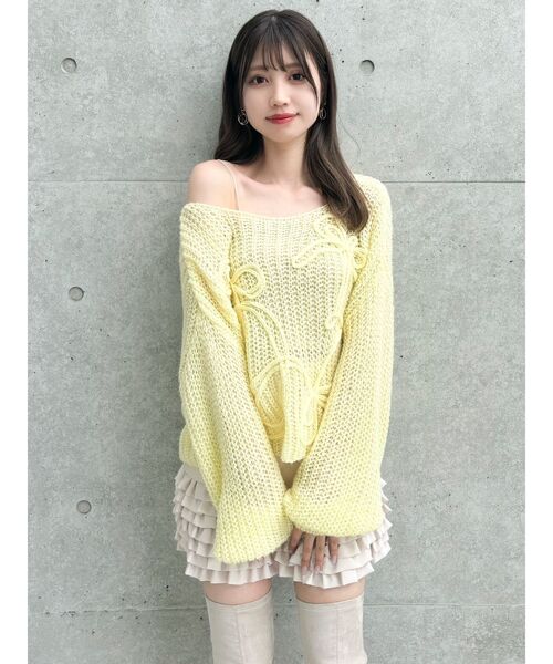 dazzlin（ダズリン）の「モヘアライクビッグリボンニット（ニット/セーター・レディース・ピンク/グリーン/オレンジ/イエロー/パープル/オフホワイト/ブルー・FREE）」の9枚目の写真