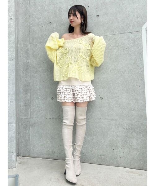 dazzlin（ダズリン）の「モヘアライクビッグリボンニット（ニット/セーター・レディース・ピンク/グリーン/オレンジ/イエロー/パープル/オフホワイト/ブルー・FREE）」の15枚目の写真