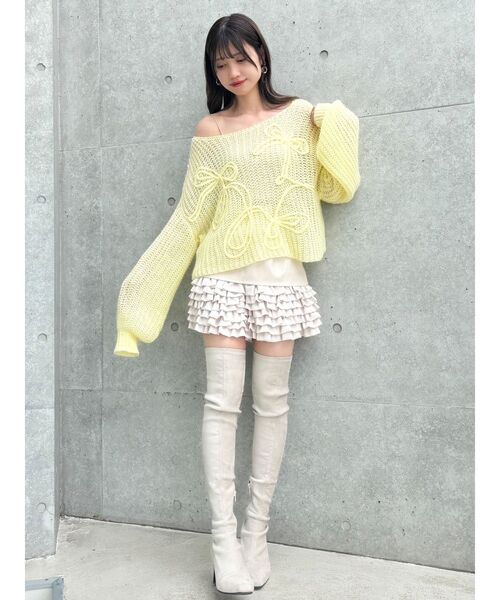 dazzlin（ダズリン）の「モヘアライクビッグリボンニット（ニット/セーター・レディース・ピンク/グリーン/オレンジ/イエロー/パープル/オフホワイト/ブルー・FREE）」の16枚目の写真