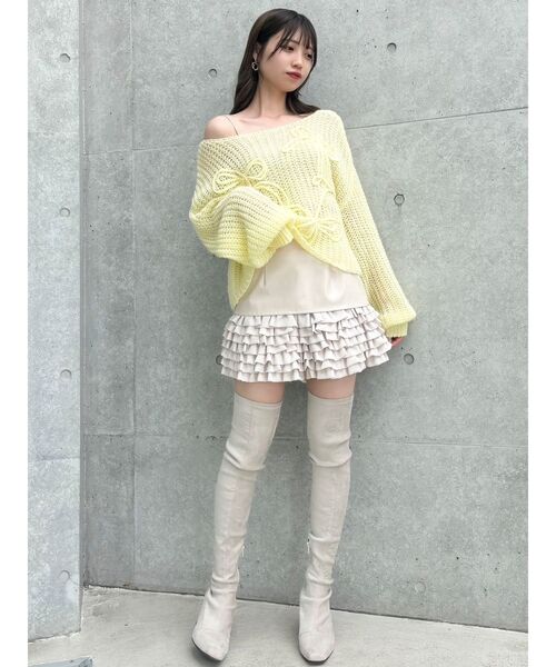 dazzlin（ダズリン）の「モヘアライクビッグリボンニット（ニット/セーター・レディース・ピンク/グリーン/オレンジ/イエロー/パープル/オフホワイト/ブルー・FREE）」の18枚目の写真