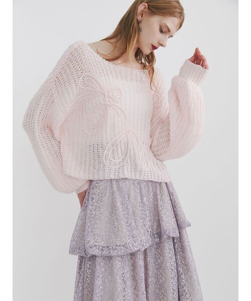 dazzlin（ダズリン）の「モヘアライクビッグリボンニット（ニット/セーター・レディース・ピンク/グリーン/オレンジ/イエロー/パープル/オフホワイト/ブルー・FREE）」の21枚目の写真