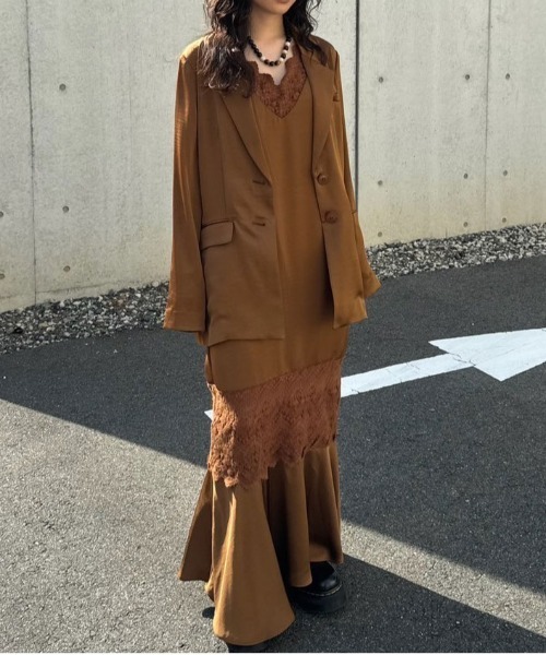 Ameri（アメリ）の「JACKET SET FLUFFY LACE DRESS（ドレス