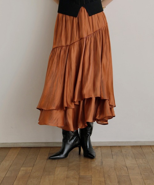 MIELI INVARIANT（ミエリインヴァリアント）の「Aurora Tiered Skirt（スカート・レディース・アイボリー/ブルーグレー/ライトピンク/ブラウン・FREE）」の13枚目の写真