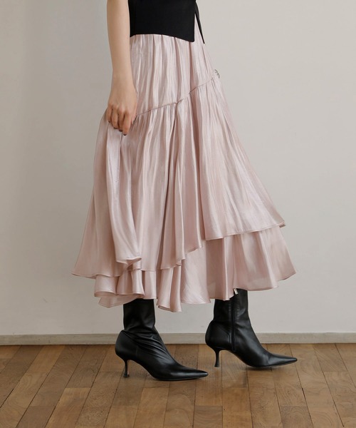 MIELI INVARIANT（ミエリインヴァリアント）の「Aurora Tiered Skirt（スカート・レディース・アイボリー/ブルーグレー/ライトピンク/ブラウン・FREE）」の20枚目の写真