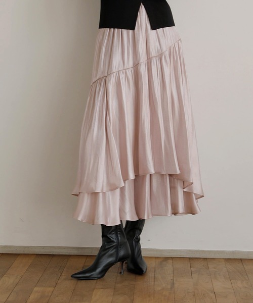 MIELI INVARIANT（ミエリインヴァリアント）の「Aurora Tiered Skirt（スカート・レディース・アイボリー/ブルーグレー/ライトピンク/ブラウン・FREE）」の21枚目の写真