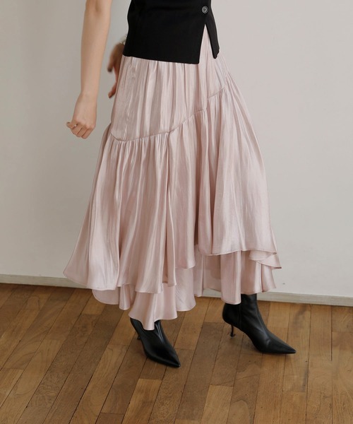 MIELI INVARIANT（ミエリインヴァリアント）の「Aurora Tiered Skirt（スカート・レディース・アイボリー/ブルーグレー/ライトピンク/ブラウン・FREE）」の22枚目の写真