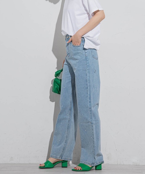 VICKY(ビッキー)の「【韓国で大人気】ラインストーンデニムパンツ≪洗濯機で洗える≫(デニムパンツ・レディース・ブルー・M/S)」の16枚目の写真