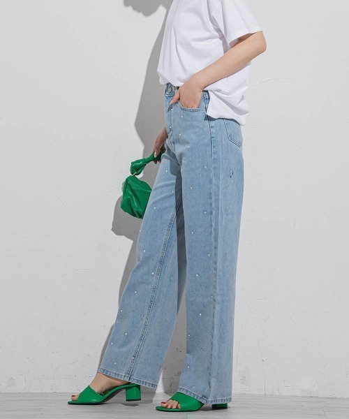 VICKY(ビッキー)の「【韓国で大人気】ラインストーンデニムパンツ≪洗濯機で洗える≫(デニムパンツ・レディース・ブルー・M/S)」の17枚目の写真
