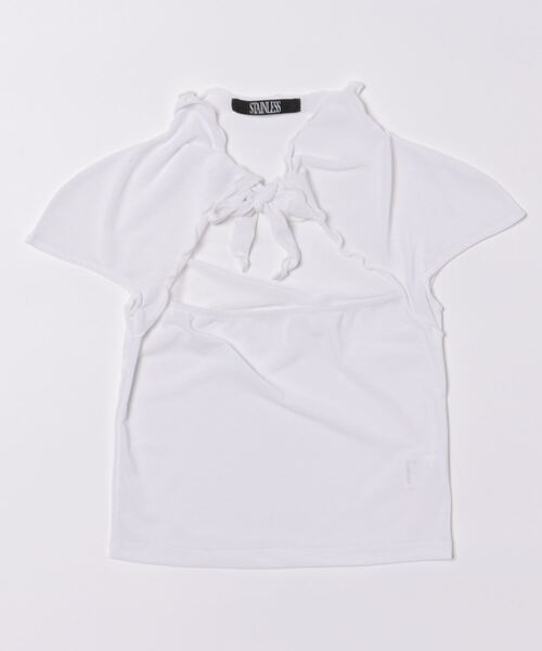 L.H.P(エルエイチピー)の「STAINLESS/ステンレス/リボンカットソー(Tシャツ/カットソー・レディース・ホワイト・F)」の1枚目の写真