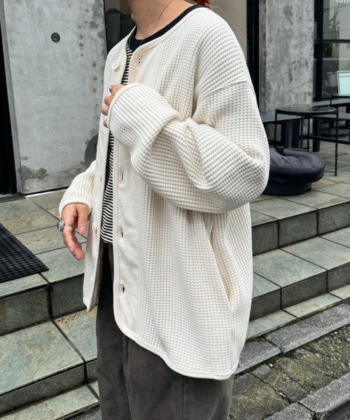 GEVACO（ゲバコ）の「【GEVACO/ゲバコ】ビッグワッフルカーディガン（カーディガン/ボレロ・メンズ・ネイビー/ベージュ系その他/グレー・SMALL/MEDIUM/LARGE）」の6枚目の写真