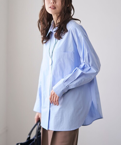 RONEL（ロネル）の「レギュラーブロードシャツ（シャツ/ブラウス・レディース・ホワイト/ライトブルー・S/M）」の12枚目の写真