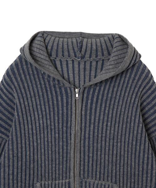 WEGO（ウィゴー）の「WEGO/ヴィンテージライクZIPパーカー（カーディガン/ボレロ・メンズ・ブルー/グレー・MEDIUM/LARGE）」の6枚目の写真