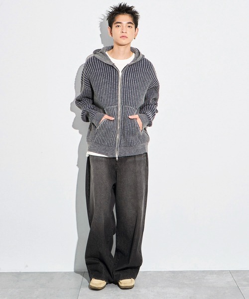 WEGO（ウィゴー）の「WEGO/ヴィンテージライクZIPパーカー（カーディガン/ボレロ・メンズ・ブルー/グレー・MEDIUM/LARGE）」の14枚目の写真