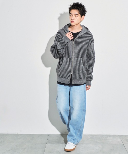 WEGO（ウィゴー）の「WEGO/ヴィンテージライクZIPパーカー（カーディガン/ボレロ・メンズ・ブルー/グレー・MEDIUM/LARGE）」の12枚目の写真