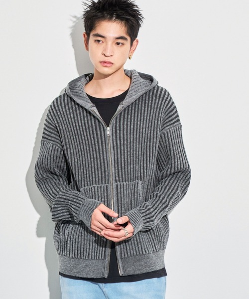 WEGO（ウィゴー）の「WEGO/ヴィンテージライクZIPパーカー（カーディガン/ボレロ・メンズ・ブルー/グレー・MEDIUM/LARGE）」の16枚目の写真