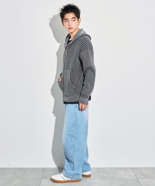 WEGO（ウィゴー）の「WEGO/ヴィンテージライクZIPパーカー（カーディガン/ボレロ・メンズ・ブルー/グレー・MEDIUM/LARGE）」の20枚目の写真