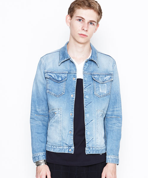 NUMBER (N)INE（ナンバーナイン）の「フライフロントストレッチデニムジャケット_ダメージ（デニムジャケット・メンズ・ブラック/ブルー・3/2/4）」の2枚目の写真