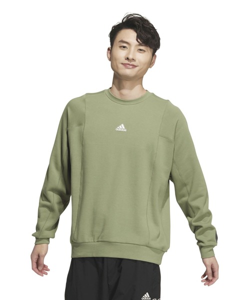 adidas(アディダス)の「アディダス adidas ワーディングパック ルーズフィット フレンチテリー スウェットシャツ(スウェット・メンズ・ライトグリーン/サックスブルー/ブラック・S/M/L/LL/3L)」の2枚目の写真