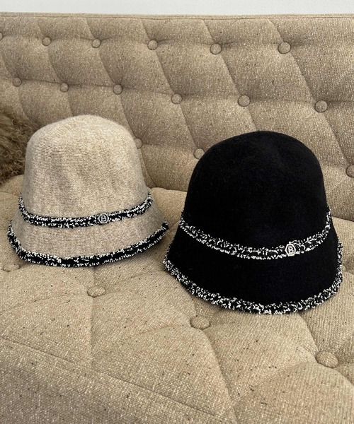 Julia Boutique（ジュリアブティック）の「ツイードパイピングチューリップハット（ハット・レディース・ベージュ/ブラック・ONE）」の16枚目の写真