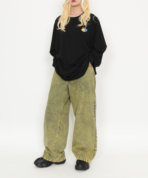 PUNYUS（プニュズ）の「ワンポイント刺繍ロンＴ（Tシャツ/カットソー・レディース・ホワイト/ブラック・1/2/3/4）」の7枚目の写真