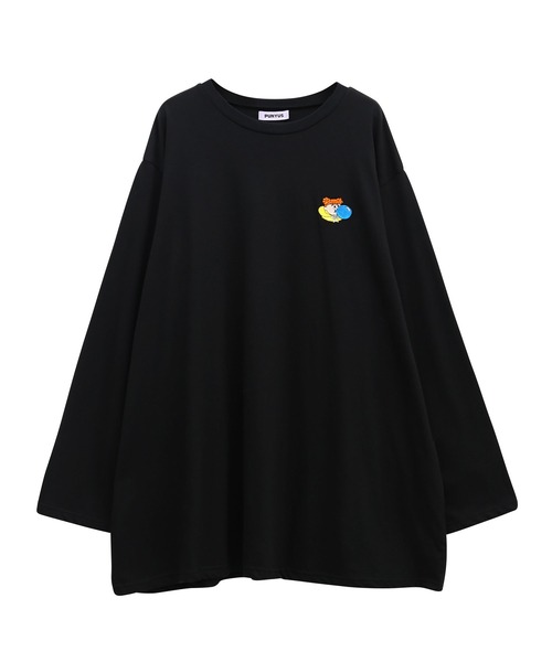 PUNYUS（プニュズ）の「ワンポイント刺繍ロンＴ（Tシャツ/カットソー・レディース・ホワイト/ブラック・1/2/3/4）」の12枚目の写真