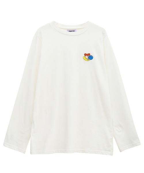 PUNYUS（プニュズ）の「ワンポイント刺繍ロンＴ（Tシャツ/カットソー・レディース・ホワイト/ブラック・1/2/3/4）」の14枚目の写真