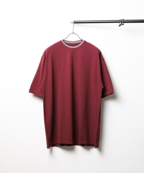 Bling Leads(ブリングリーズ)の「【Bling leads】鹿の子ライン入り刺繍クルーTシャツ(Tシャツ/カットソー・メンズ・ピンク/ネイビー/ワイン/チャコールグレー・LARGE/X-LARGE/MEDIUM)」の4枚目の写真