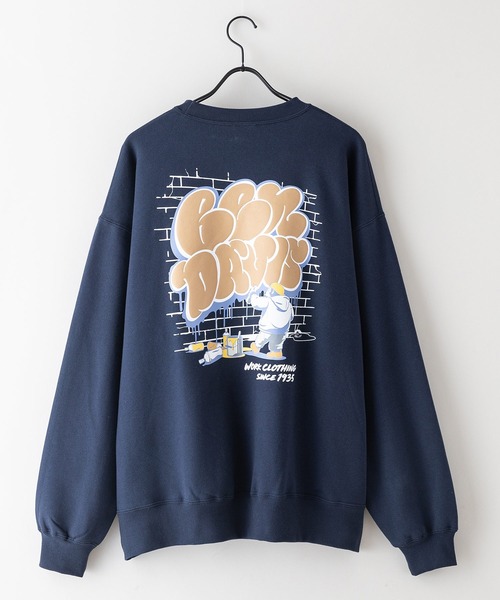 BEN DAVIS(ベンデイビス)の「【BEN DAVIS/ベンデイビス】WALL ART CREW/オーバーサイズ 裏起毛 ストリート バックプリント ロゴ ワンポイント スウェット トレーナー/レディース メンズ(スウェット・メンズ・ネイビー/ブラック/グレー・MEDIUM/X-LARGE/LARGE)」の4枚目の写真