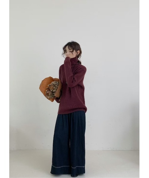 ap retro(アプレトロ)の「ハイネックミドル丈リブニット/ニットプルオーバー(ニット/セーター・レディース・グレー/ホワイト/ブラック/チャコールグレー/ワイン・FREE)」の11枚目の写真