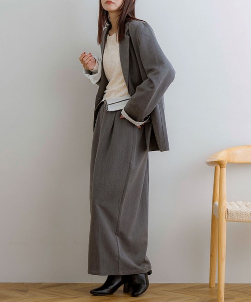 NOAHL（ノアル）の「【NOAHL】折り返しデザインジャケット（テーラードジャケット・レディース・チャコール/キナリ/グレイッシュベージュ・FREE）」の6枚目の写真