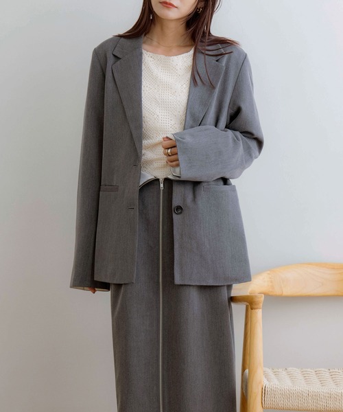 NOAHL（ノアル）の「【NOAHL】折り返しデザインジャケット（テーラードジャケット・レディース・チャコール/キナリ/グレイッシュベージュ・FREE）」の7枚目の写真