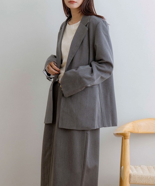 NOAHL（ノアル）の「【NOAHL】折り返しデザインジャケット（テーラードジャケット・レディース・チャコール/キナリ/グレイッシュベージュ・FREE）」の11枚目の写真